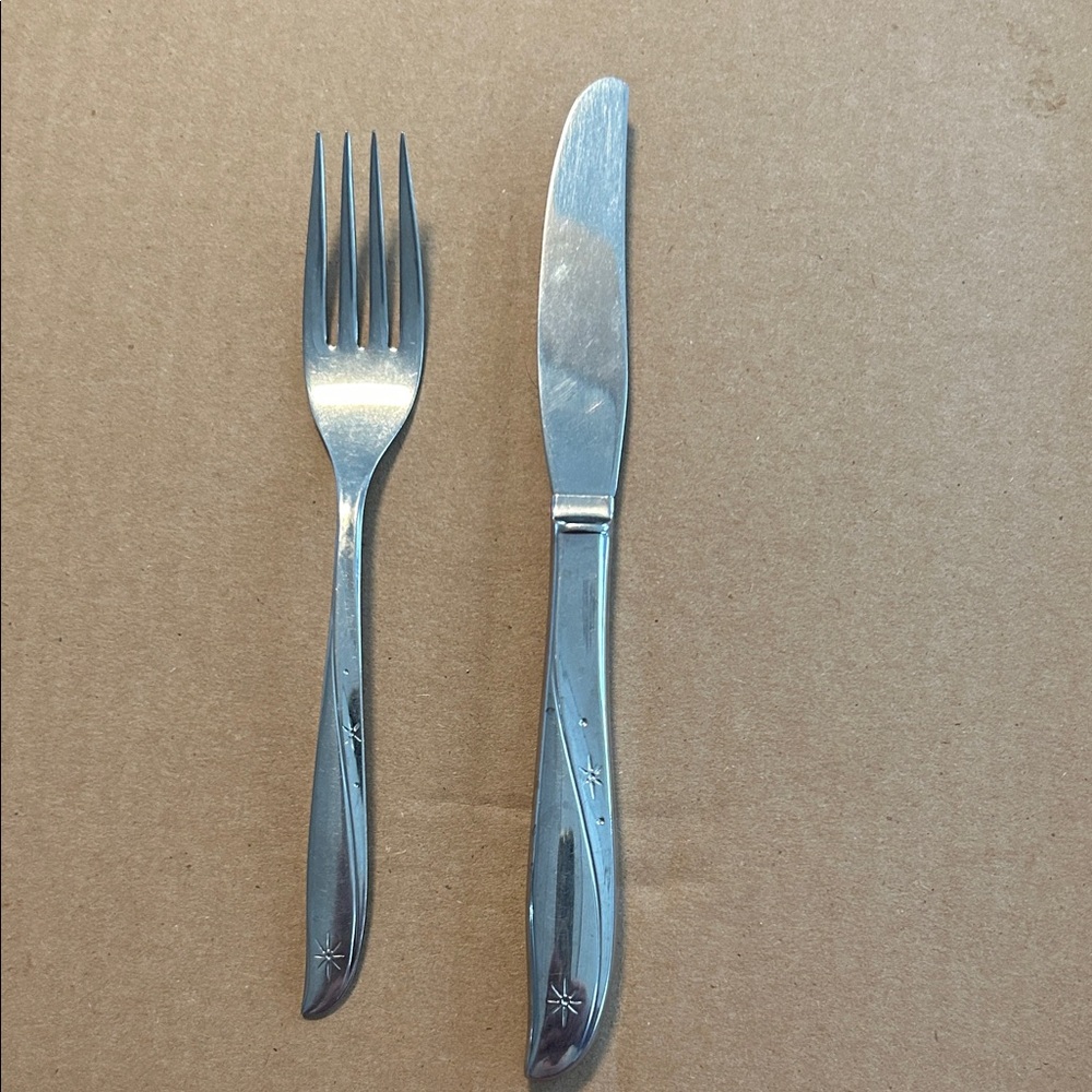 Vintage Oneida child size fork and knife set, stainless